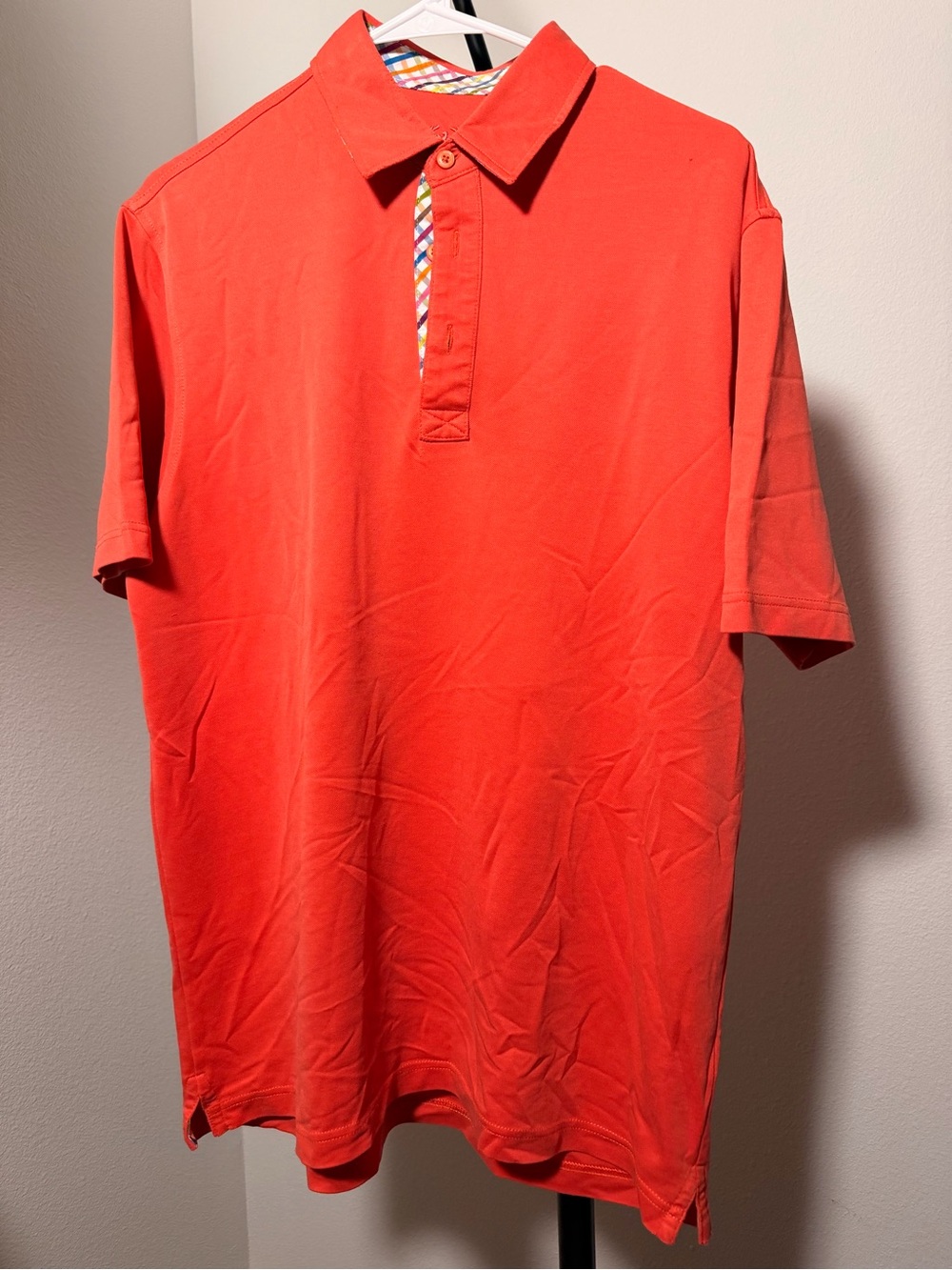Bugatchi Vibrant Orange Polo with Patterned Placket